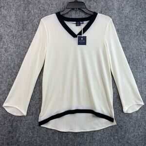 Kaari Blue Blouse Women Size XS V-neck Long Sleeves